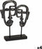 Decoratieve figuren Gezicht Zwart 27 x 32,5 x 10,5 cm (4 Stuks)