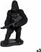 Decoratieve figuren Gorilla Gitaar Zwart 17,5 x 38 x 27 cm (3 Stuks)