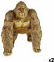 Decoratieve figuren Gorilla Gouden 20 x 27,5 x 34 cm (2 Stuks)
