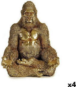 Decoratieve figuren Gorilla Yoga Gouden 19 x 26,5 x 22 cm (4 Stuks)