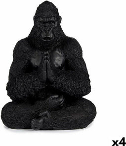 Decoratieve figuren Gorilla Yoga Zwart 16 x 28 x 22 cm (4 Stuks)
