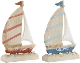 Decoratieve figuren Home ESPRIT Blauw Rood Natuurlijk Kaarsenmaker 15 x 4,5 x 23,5 cm (2 Stuks)