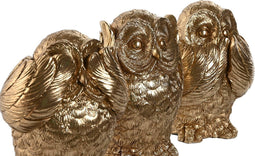 Decoratieve figuren Home ESPRIT Gouden Uil 11 x 11 x 15 cm (3 Stuks)