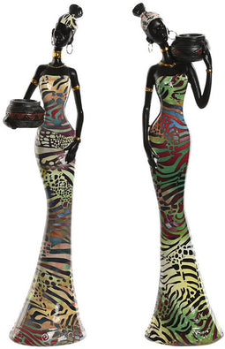 Decoratieve figuren Home ESPRIT Multicolour Afrikaanse 10 x 7,5 x 38,5 cm (2 Stuks)