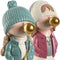 Decoratieve figuren Home ESPRIT Roze Turkoois Gouden 8 x 10 x 20 cm (2 Stuks)