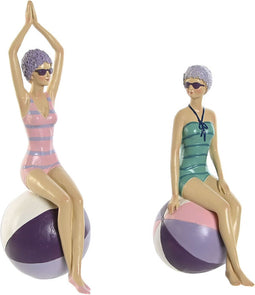 Decoratieve figuren Home ESPRIT Turkoois Lila Mediterrane 12,5 x 9 x 26,5 cm (2 Stuks)