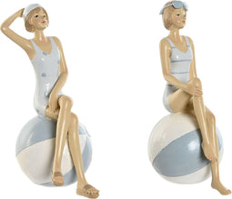 Decoratieve figuren Home ESPRIT Wit Hemelsblauw Mediterrane 12 x 8 x 19 cm (2 Stuks)