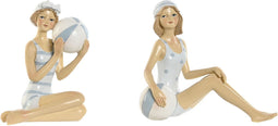 Decoratieve figuren Home ESPRIT Wit Hemelsblauw Mediterrane 8 x 8 x 12,5 cm (2 Stuks)