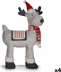 Decoratieve figuren Kerstrendier Rood Grijs 22 x 47 x 45 cm (4 Stuks)