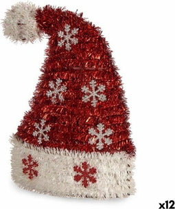 Decoratieve figuren Kertsmuts Klatergoud Wit Rood Polypropyleen PET 17 x 23 x 9,5 cm (12 Stuks)