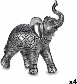 Decoratieve figuren Olifant Zilverkleurig 27,5 x 27 x 11 cm (4 Stuks)