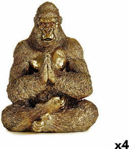 Decoratieve figuren Yoga Gorilla Gouden 16 x 27,5 x 22 cm (4 Stuks)