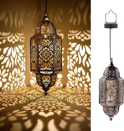 Decoratieve hanglamp op zonne-energie voor de Marokkaanse tuin - Solar metaal LED buitenverlichting voor boom en patio (brons)