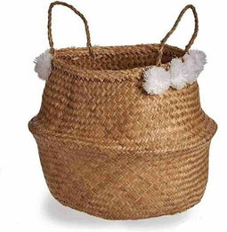 Decoratieve Mand Pompons Wit Natuurlijk Russen 8 L 32 x 30 x 32 cm (8 Stuks)