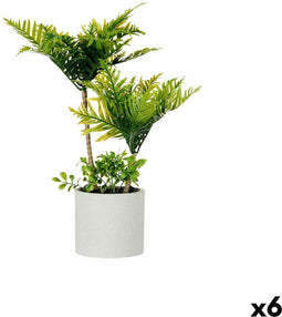 Decoratieve plant Palmboom Plastic Cement 12 x 45 x 12 cm (6 Stuks)