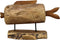 Decoratieve vis op voet - groot - teak