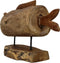 Decoratieve vis op voet - groot - teak