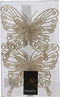 Decoris decoratie vlinders op clip - 2x - champagne - 13 cm