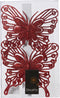 Decoris decoratie vlinders op clip - 2x - rood - 13 cm