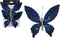 Decoris decoratie vlinders op clip - 2x stuks - donkerblauw - 15 cm