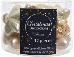 Decoris Glazen sterren - 2 x 12 Stuks - Parel - Ø 40 mm