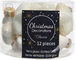 Decoris Glazen Sterren Kersthangers - 40 mm - Wolwit - 2 x 12 Sterren