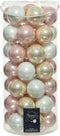 Decoris Kersballen set - 49x stuks - glas - lichtroze/parel/wit - 6 cm - glans en mat - kerstversiering