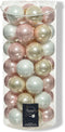 Decoris Kersballen set - 49x stuks - glas - lichtroze/parel/wit - 6 cm - glans en mat - kerstversiering