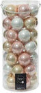 Decoris Kersballen set - 49x stuks - glas - lichtroze/parel/wit - 6 cm - glans en mat - kerstversiering