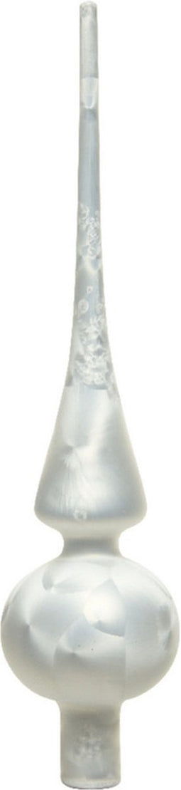 Decoris Kerst piek - wit ijslak - 26 cm - glas - mat - kerstboompiek