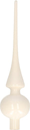 Decoris Kerst piek - wol wit - 26 cm - glas - glans - kerstboompiek - kerstversiering