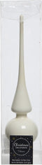 Decoris Kerst piek - wol wit - 26 cm - glas - glans - kerstboompiek - kerstversiering