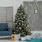 Decoris Kerst piek - wol wit - 26 cm - glas - glans - kerstboompiek - kerstversiering