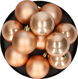 Decoris kerstballen - 12x st - toffee bruin - 6 cm - kunststof - mat/glans