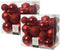 Decoris Kerstballen - 26x st - rood - 6-8-10 cm - kunststof - kerstversiering