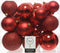 Decoris Kerstballen - 26x st - rood - 6-8-10 cm - kunststof - kerstversiering