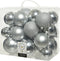 Decoris Kerstballen - 26x st - zilver - 6-8-10 cm - kunststof - kerstversiering