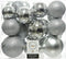 Decoris Kerstballen - 26x st - zilver - 6-8-10 cm - kunststof - kerstversiering