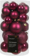 Decoris kerstballen - 30x stuks - 4, 5 en 6 cm - donkerroze -kunststof -kerstversiering