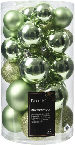 Decoris kerstballen - 30x stuks - 4, 5 en 6 cm - groen -kunststof -kerstversiering