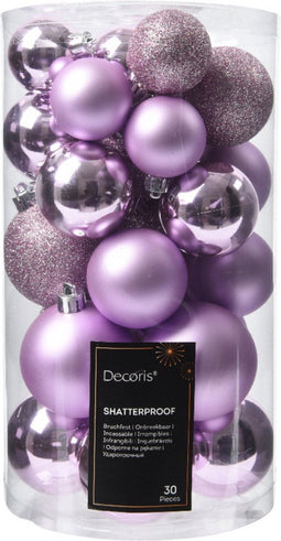 Decoris kerstballen - 30x stuks - 4, 5 en 6 cm - lila paars -kunststof -kerstversiering