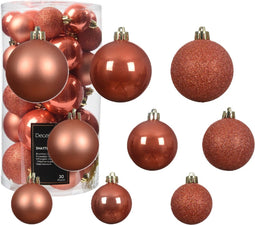 Decoris kerstballen - 30x stuks - 4, 5 en 6 cm - pompoen oranje -kunststof -kerstversiering
