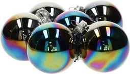 Decoris Kerstballen - 6 stuks - glas - zwart parelmoer - 8 cm