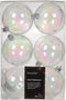 Decoris kerstballen - 6x stuks - 8 cm - transparant parelmoer -kunststof -kerstversiering