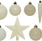 Decoris kerstballen mix - 33 Stuks - Wolwit - Inclusief piek - ø 6 cm