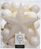 Decoris kerstballen mix - 33 Stuks - Wolwit - Inclusief piek - ø 6 cm