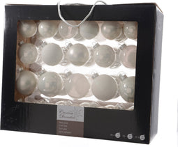 Decoris kerstballen mix - 42 Stuks - Glas - Winterwit