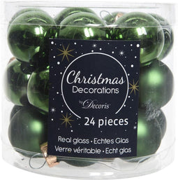Decoris kerstballenmix - 24 stuks - 2,5cm - Glas - Transparant