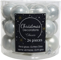 Decoris kerstballenmix - 24 stuks - 2,5cm - Glas - Transparant