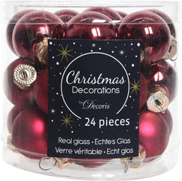 Decoris kerstballenmix - 24 stuks - 2,5cm - Glas - Transparant